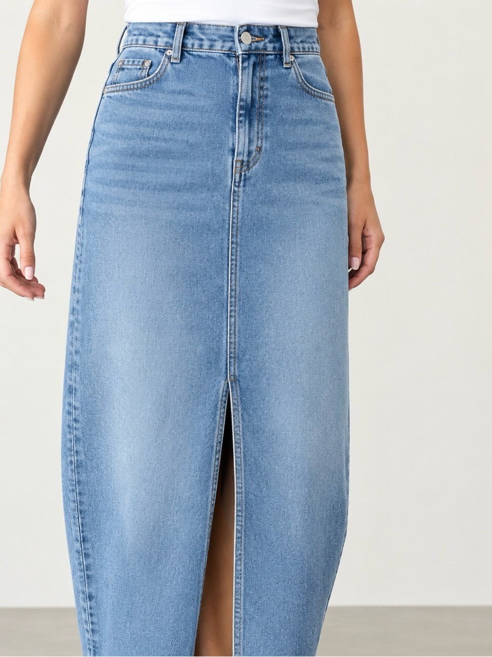 Reitmans Light Blue Denim Midi Skirt